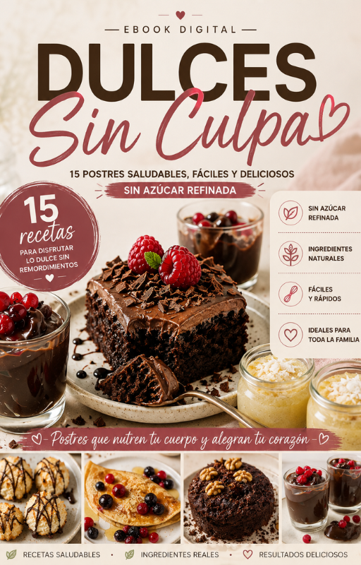 Dulces Sin Culpa — 15 Recetas Dulces Saludables + 4 Bonos Exclusivos